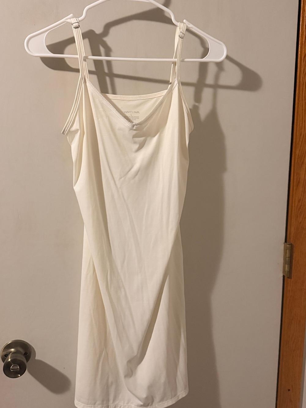 Vanity Fair Cream Slip Dress with Adjustable Double Straps